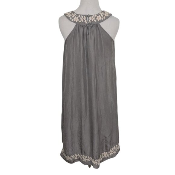 Calypso St Barth Silk Embroidered Floral Dress Womens Size Small Gray Sleeveless - Picture 10 of 13